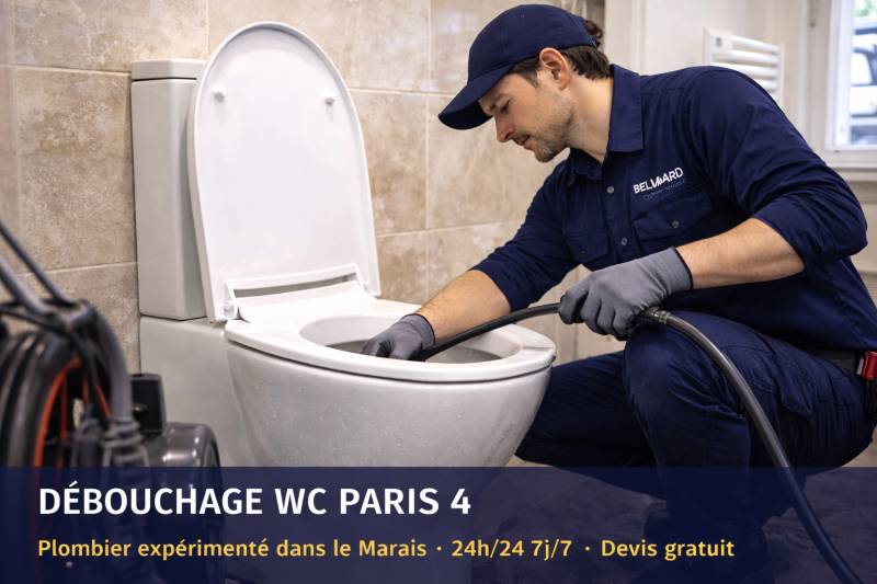Débouchage d'un WC à Paris 4 secteur Maraiss