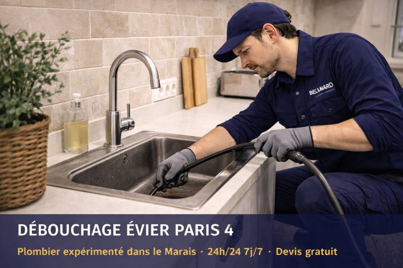 Débouchage d'un évier dans le Marais (75004)