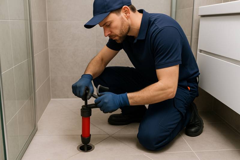 Débouchage d'une douche à Paris 13