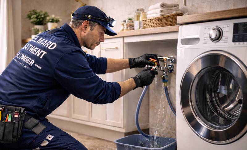 Réparation de fuite d’eau de raccord lave linge Paris 75016