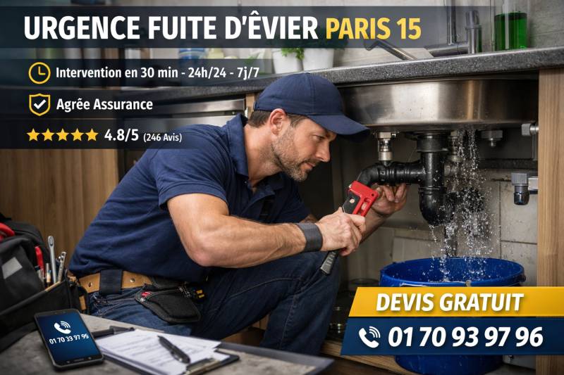 Réparation d'un évier en urgence à Paris 15 de bon rapport qualité prix